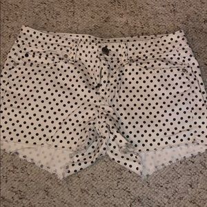 Polka dot cut off jean shorts